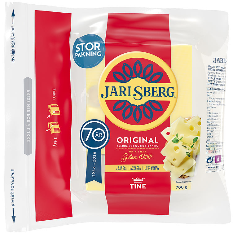 Jarlsberg® 27 % skorpefri ppk 700 g