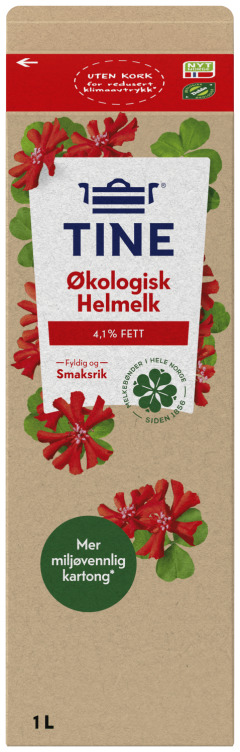 TINE® Økologisk Helmelk 4,1 % fett 1 liter