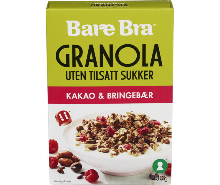 Granola Kakao & Bringebær 430g
